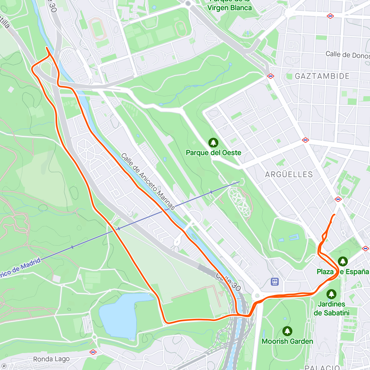 Map of the activity, Madrid - Afternoon Run