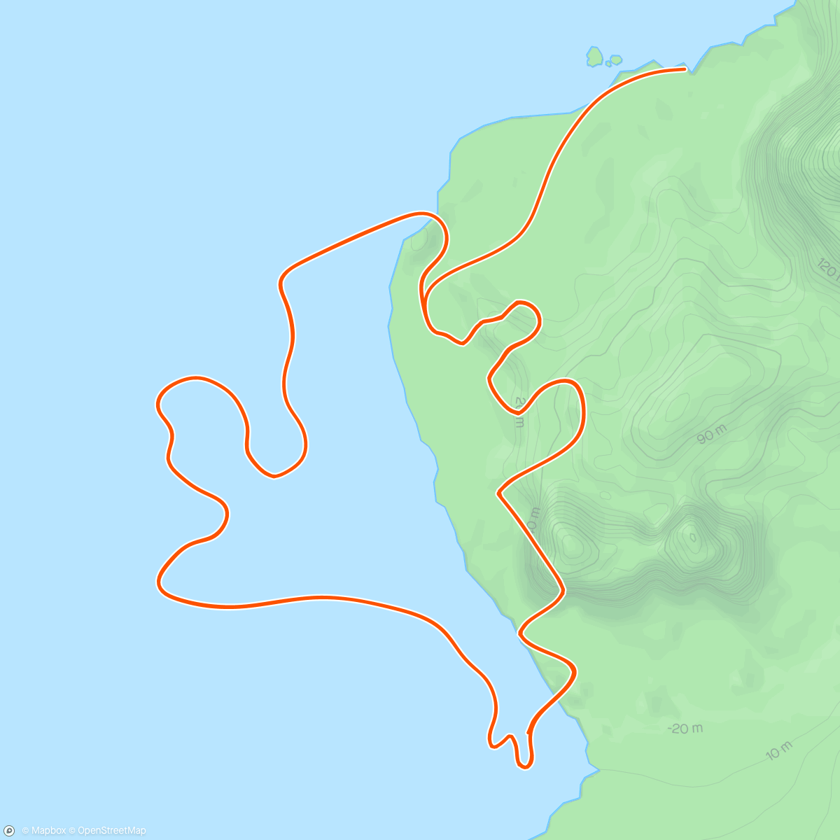 「Zwift - Race: Stage 3: Lap It Up - Seaside Sprint (B) on Seaside Sprint in Watopia」活動的地圖