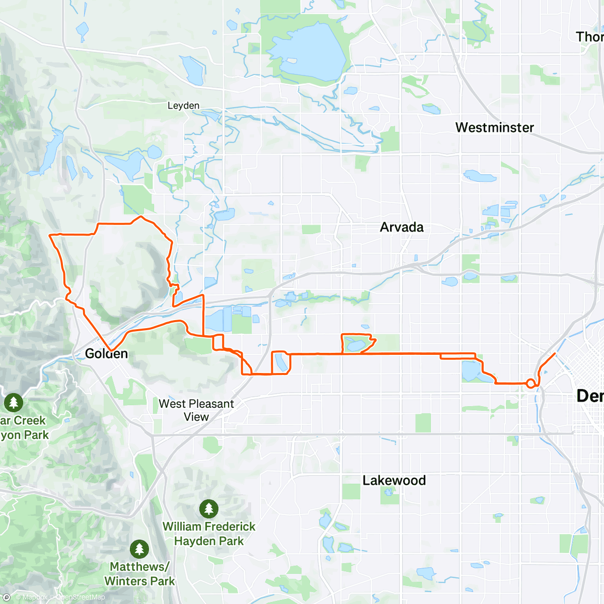Map of the activity, Christmas Day Ride