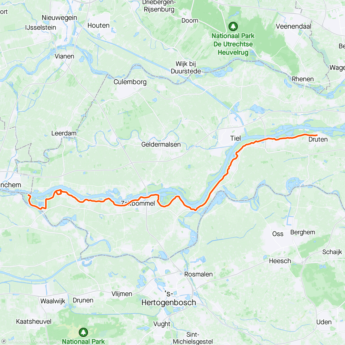 Map of the activity, Bevrijdingsritje naar Slot Loevestein met de Schreven express 🚴‍♂️🚴‍♂️🚴‍♂️