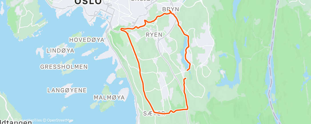 Map of the activity, Søndagstur med 3-4 km med litt raskere tempo.