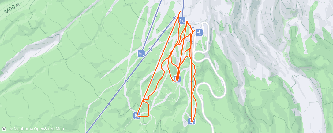 Map of the activity, Afternoon Snowboard