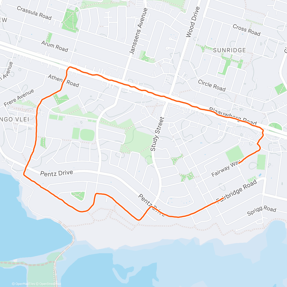 Map of the activity, Afternoon Run
