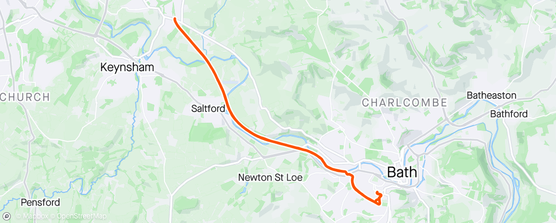 Map of the activity, Easy HR jog while back in Bath to see the folks