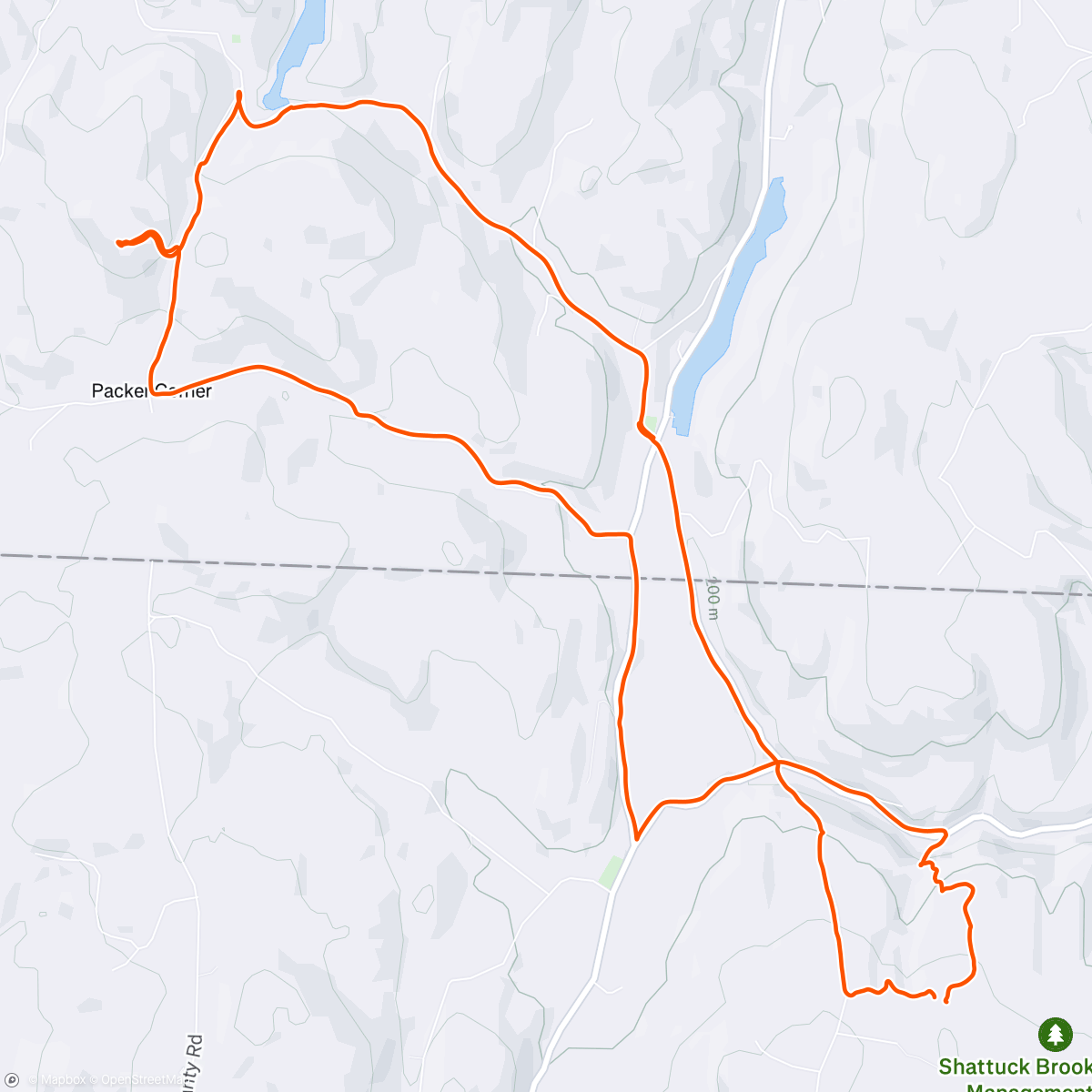 Map of the activity, 6x25s hill strides