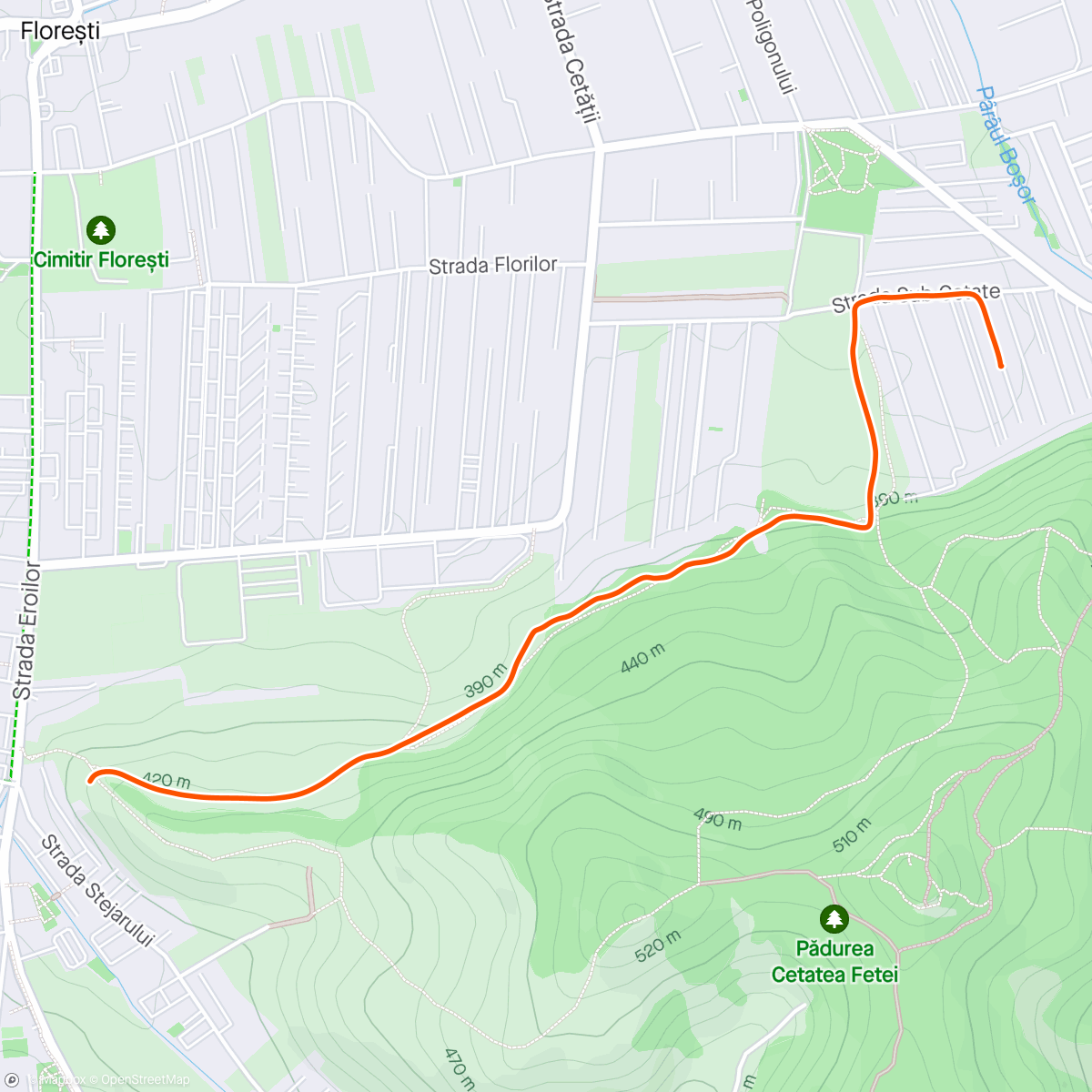 Map of the activity, Evening Walk x2