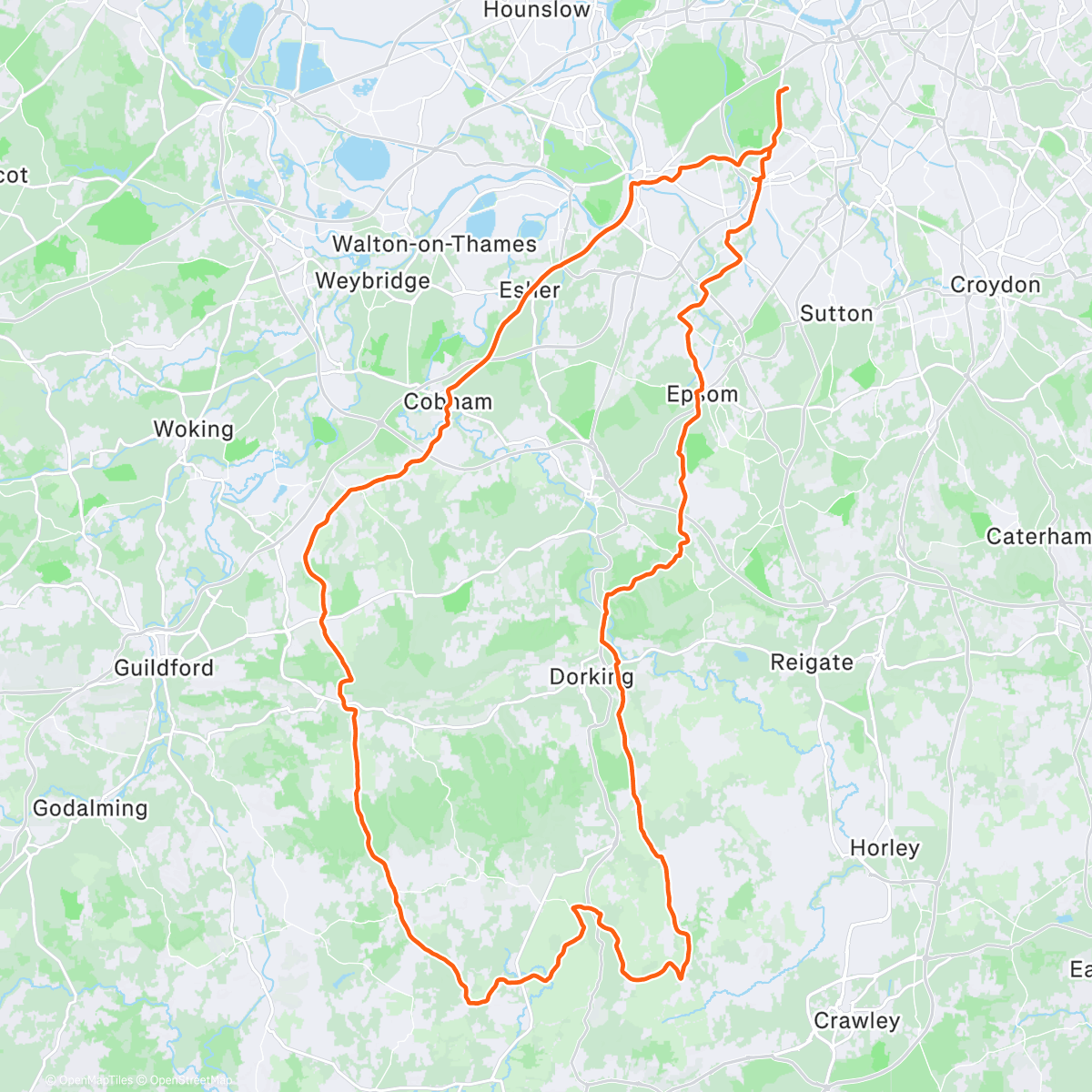 Map of the activity, Nick’s loop - Rapha ride 3