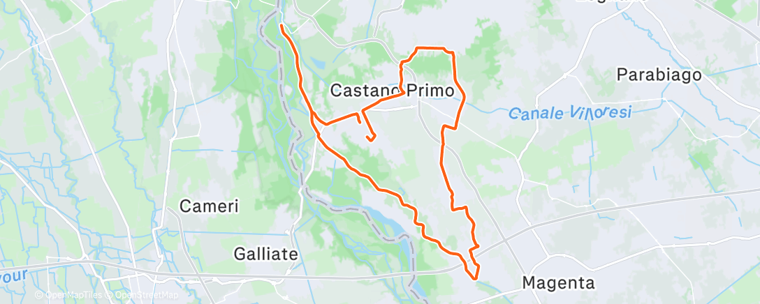 Map of the activity, Pedalata pomeridiana