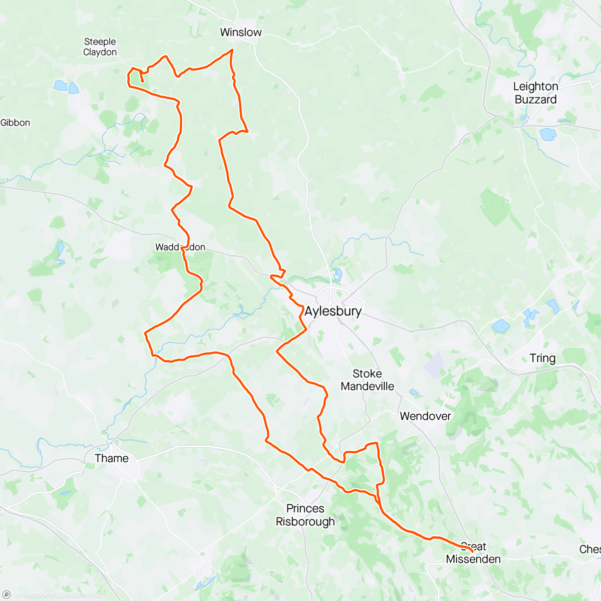 Map of the activity, Claydon House club ride