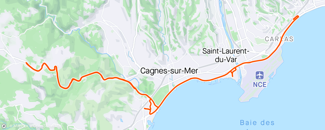 Map of the activity, VTTAE Villeneuve-Loubet pour la Croix-rouge et Nice pour une course
