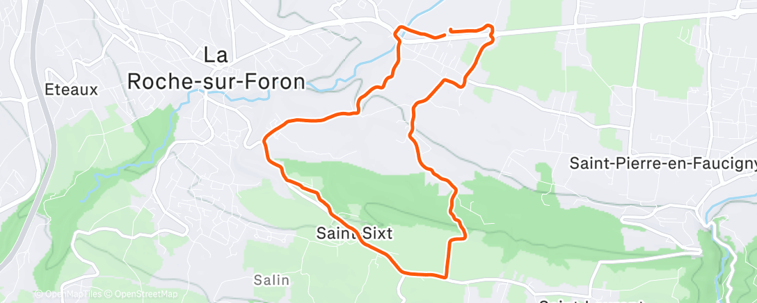 Map of the activity, Course à pied le midi