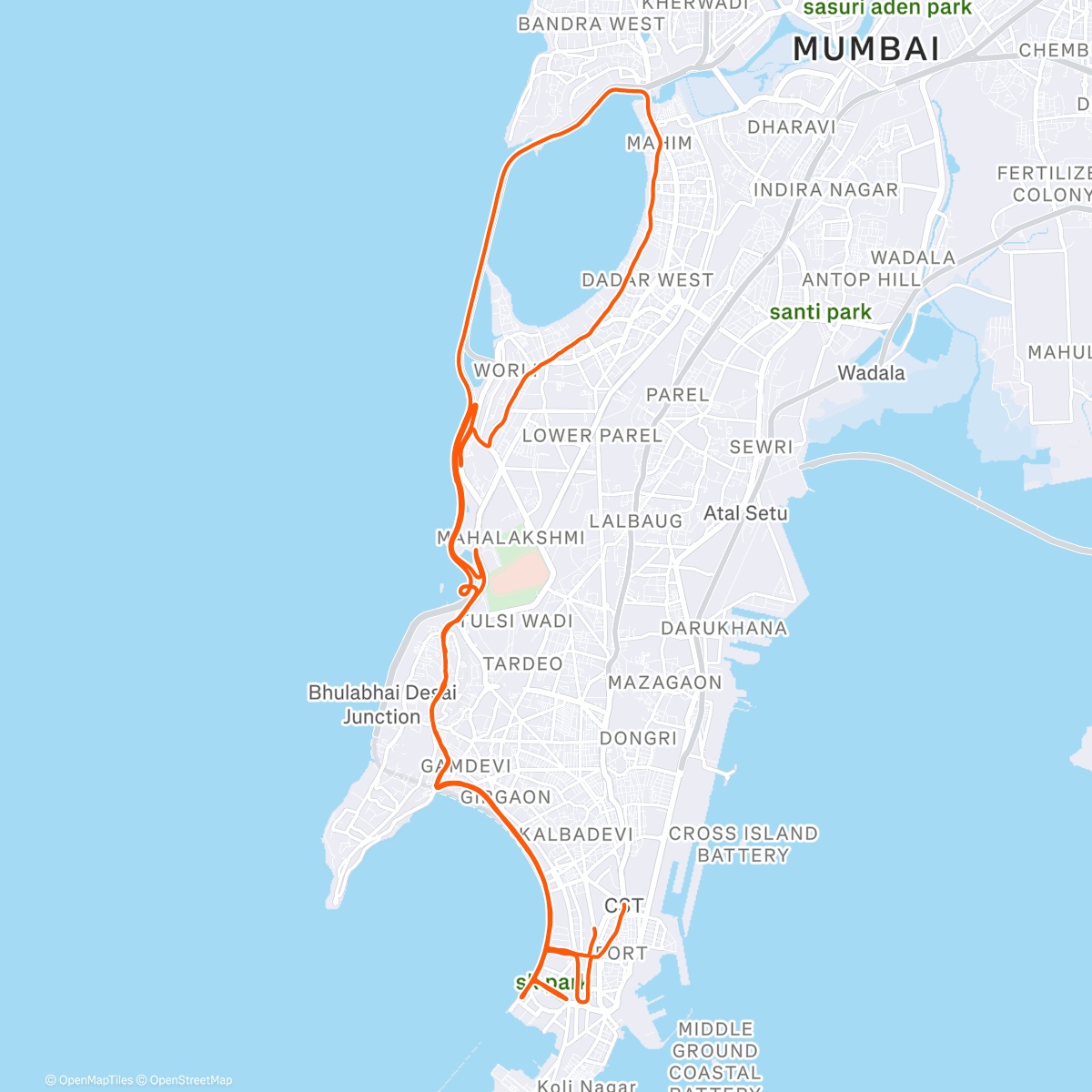 Map of the activity, Tata Mumbai Marathon