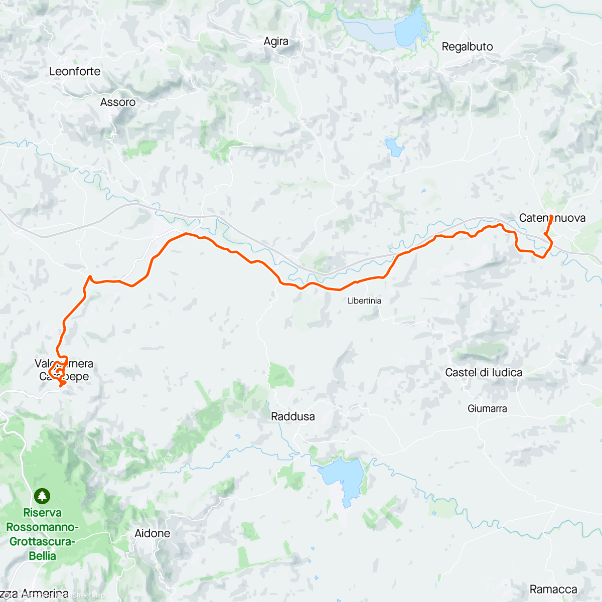 Map of the activity, Sessione di mountain biking mattutina presso Catenanuova con Francesco 🚴🏼‍♂️🚴🏼‍♂️