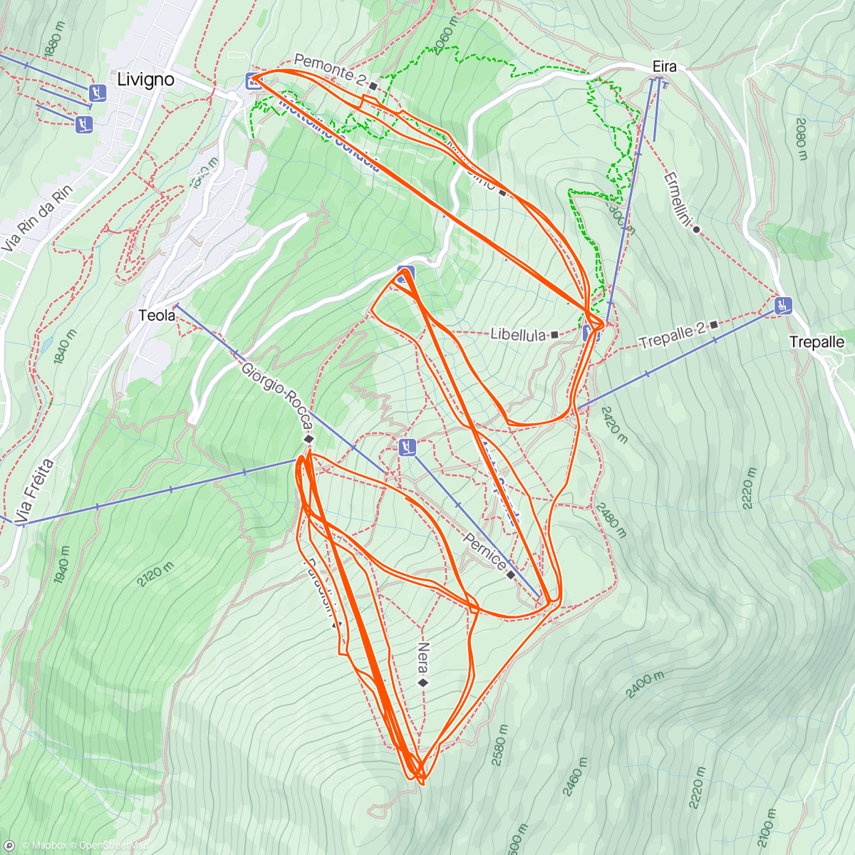 Map of the activity, Livigno- Mottolino l’ultima sciata della stagione