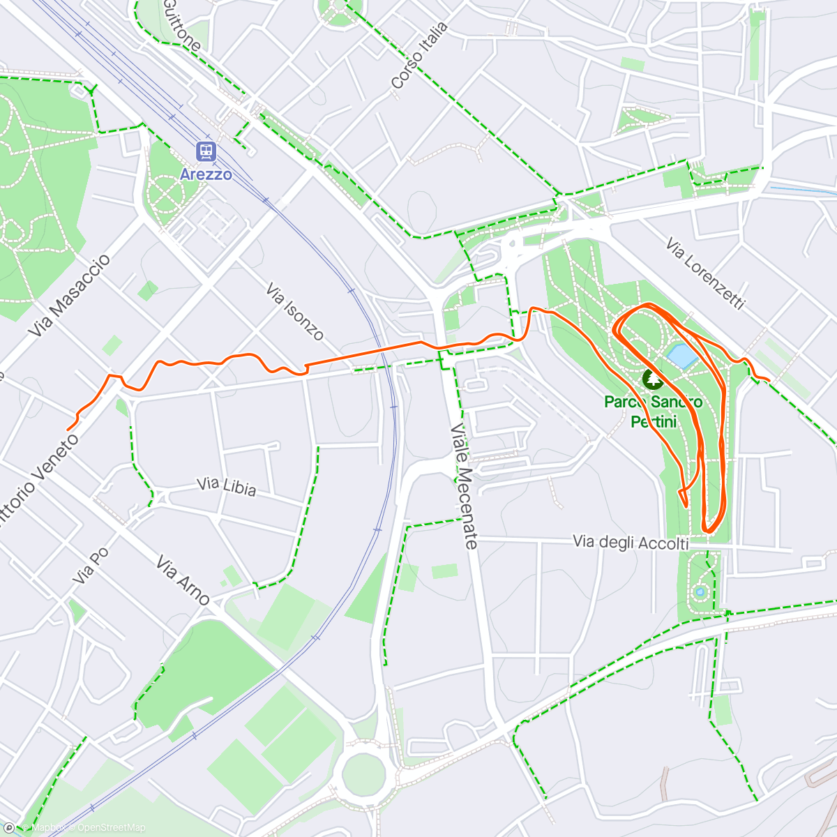 Map of the activity, Calentar + fuerza dinámica en el parque.