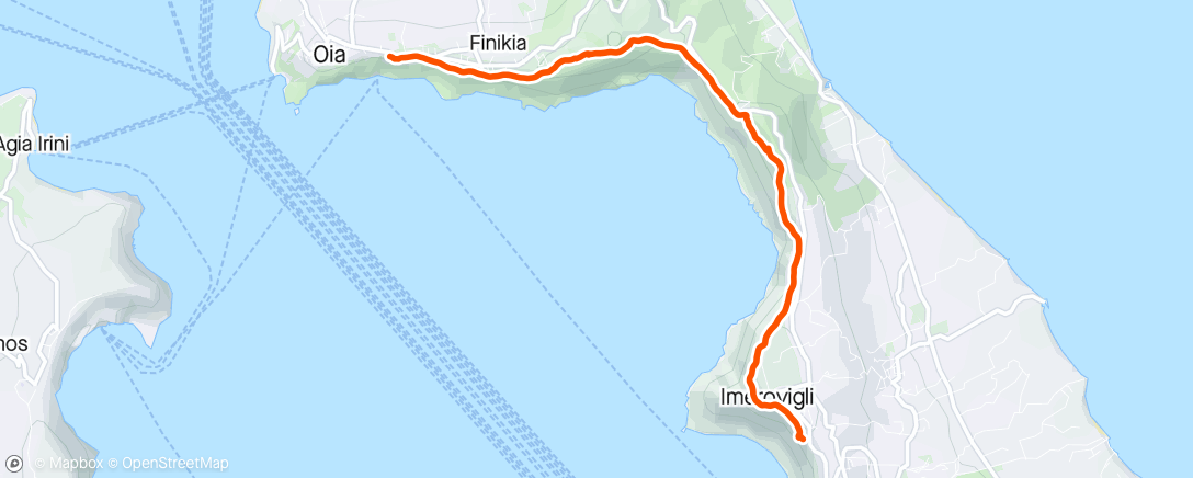 Map of the activity, Walk Fira to Oia