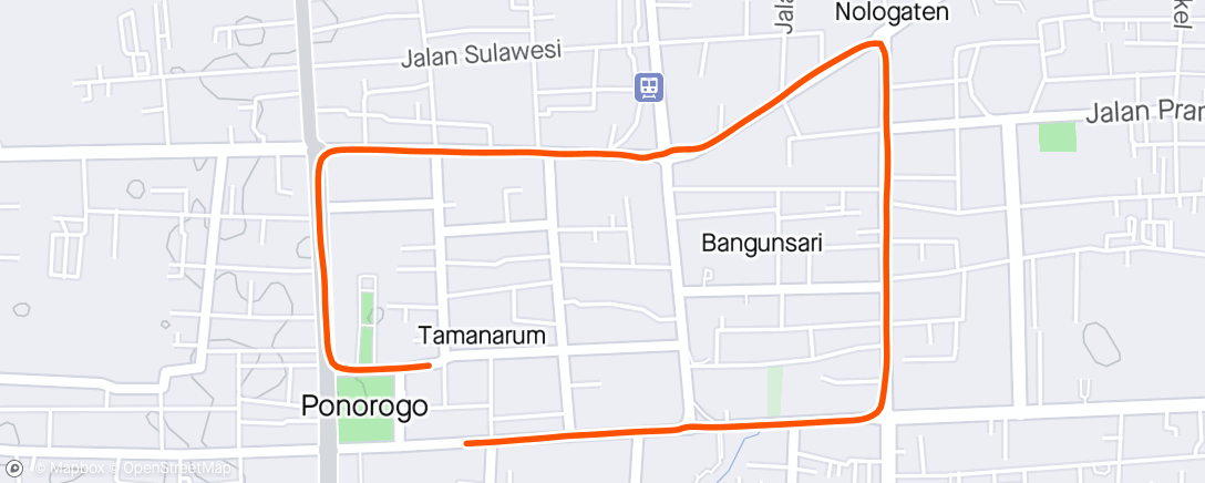Map of the activity, Sunday Morning Run with Pak Bupati