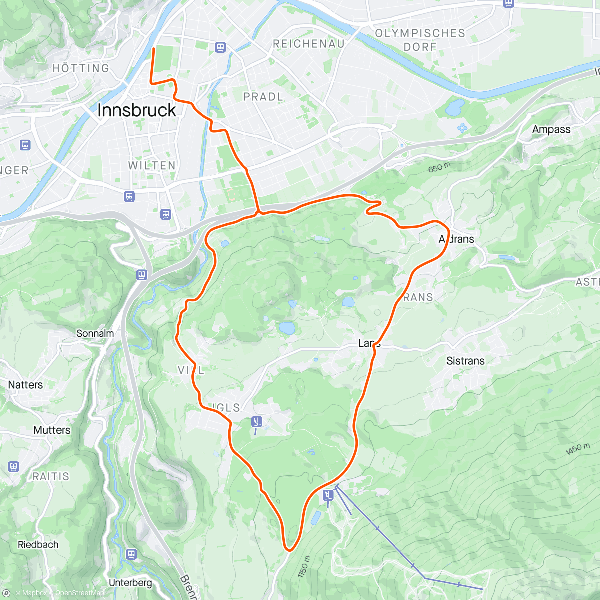 アクティビティ「Zwift - LIT - 1h30 in Innsbruck」の地図