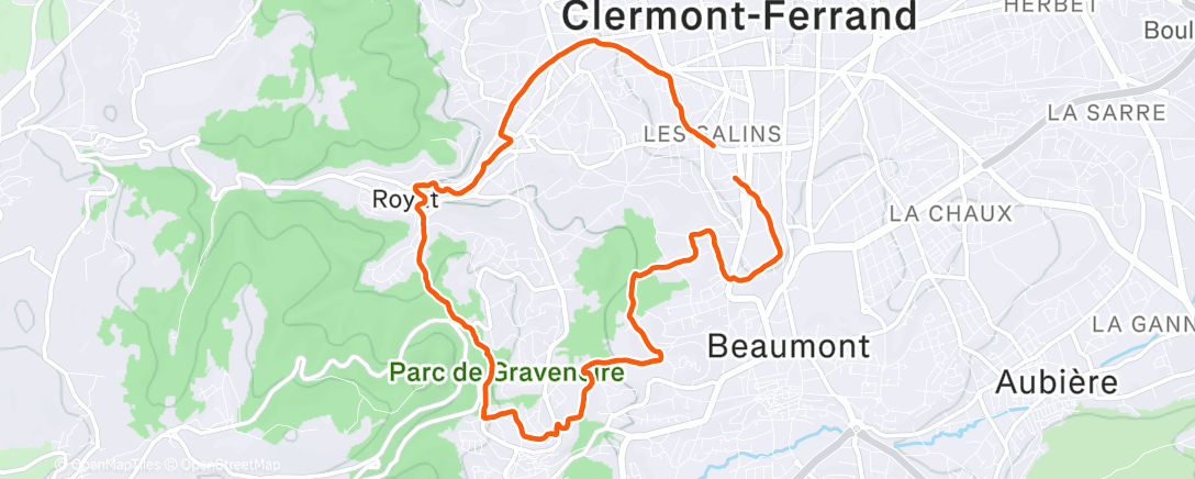 Map of the activity, Sortie VTT dans l'après-midi