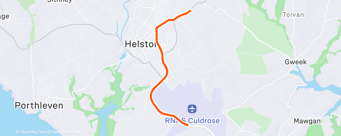 Map of the activity, 4x1km repeats.