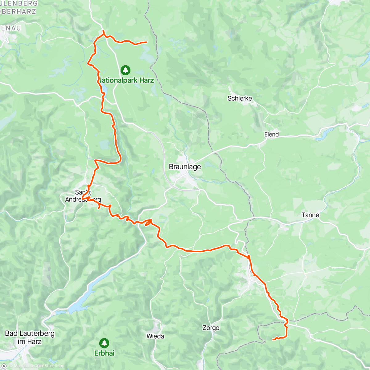 Map of the activity, Tour durch den Harz -> Richtung Heimat