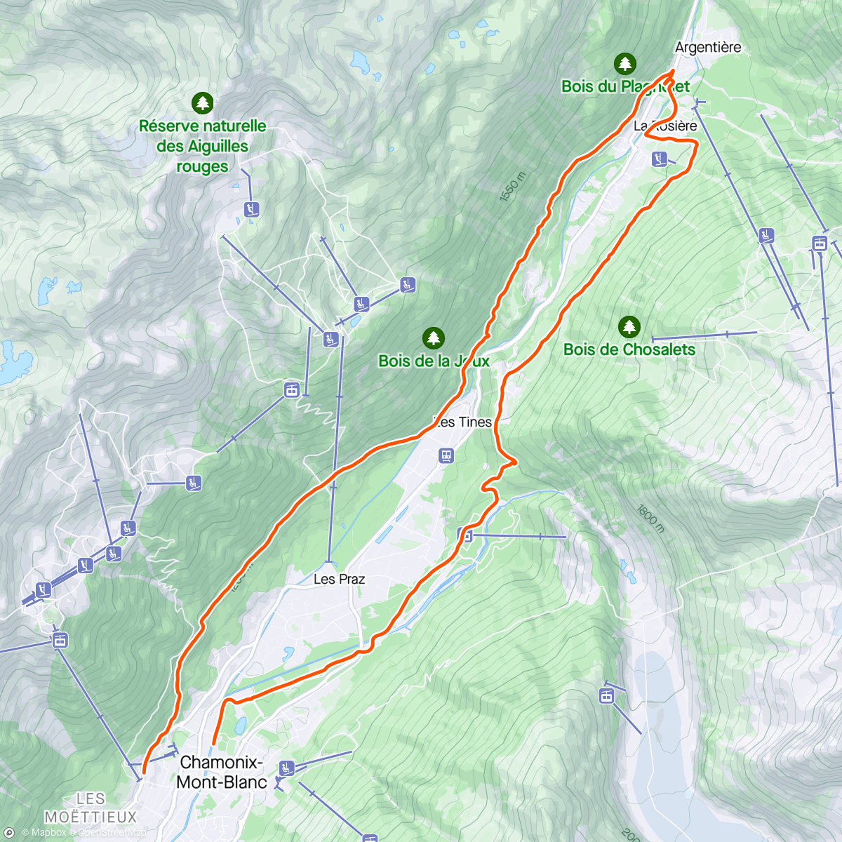 Map of the activity, Petit Balcon Sud & Nord - Up to Argentiere
