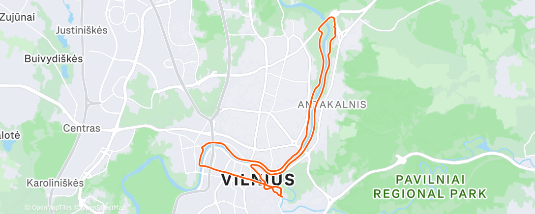 Map of the activity, Kalėdinis išbėgimas