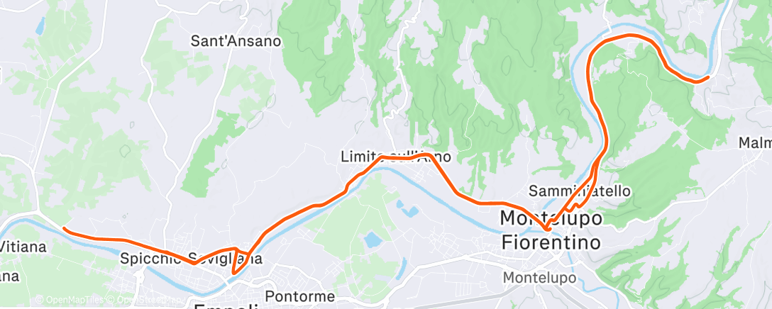 Map of the activity, Pedalata mattutina