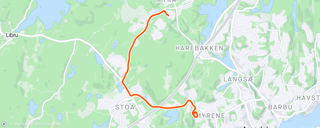 Map of the activity, Sykkel og workout