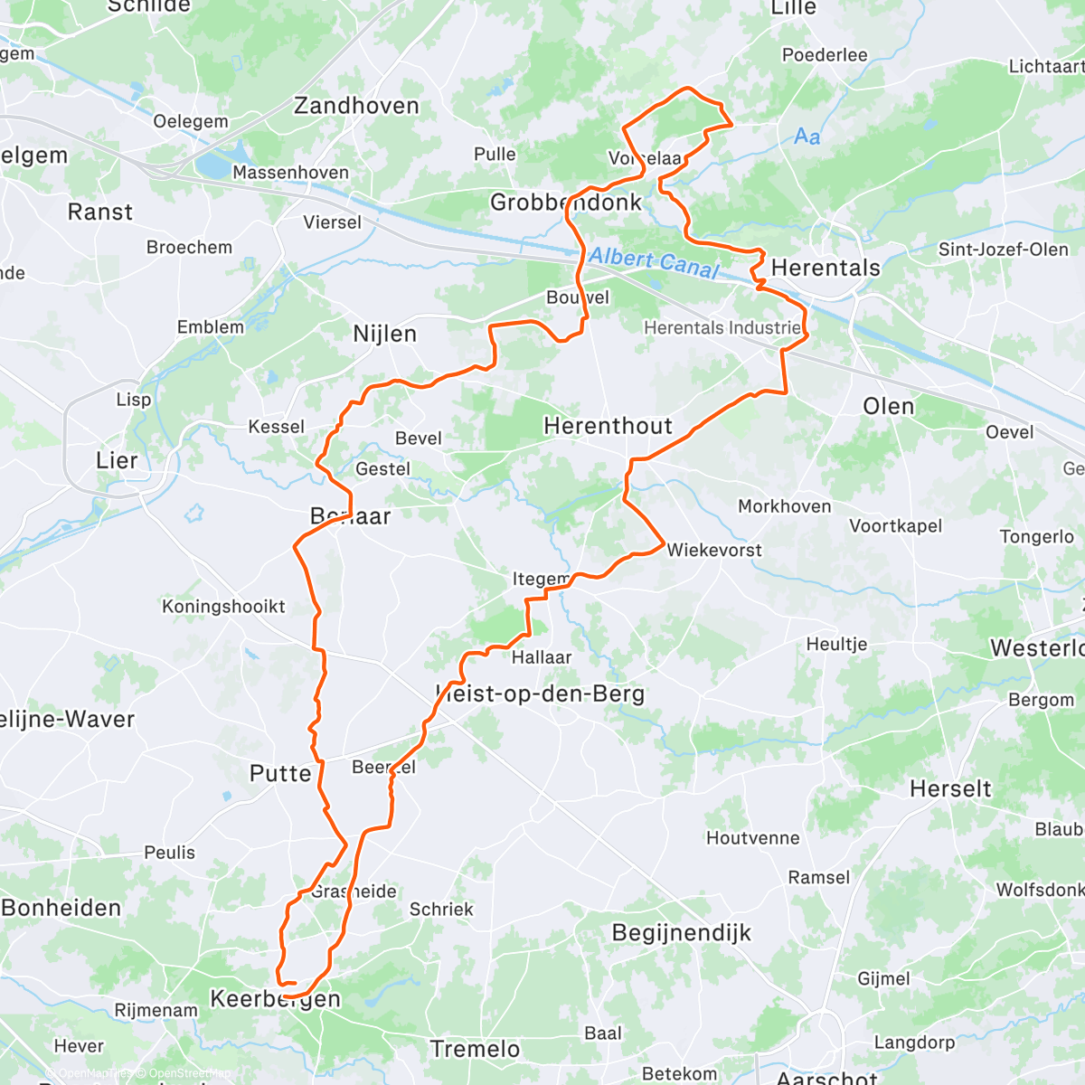 Карта физической активности (Toereke naar Vorselaar met MCTK)