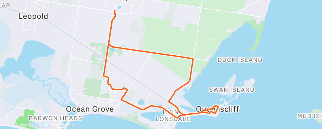 Map of the activity, Procrastination ride… with dead power meter battery 🪫