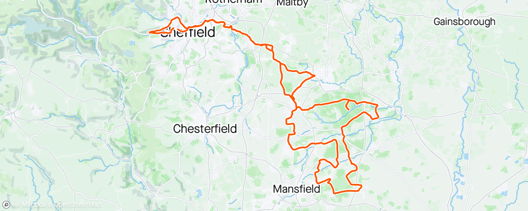 Map of the activity, Sherwood Gravel Ride