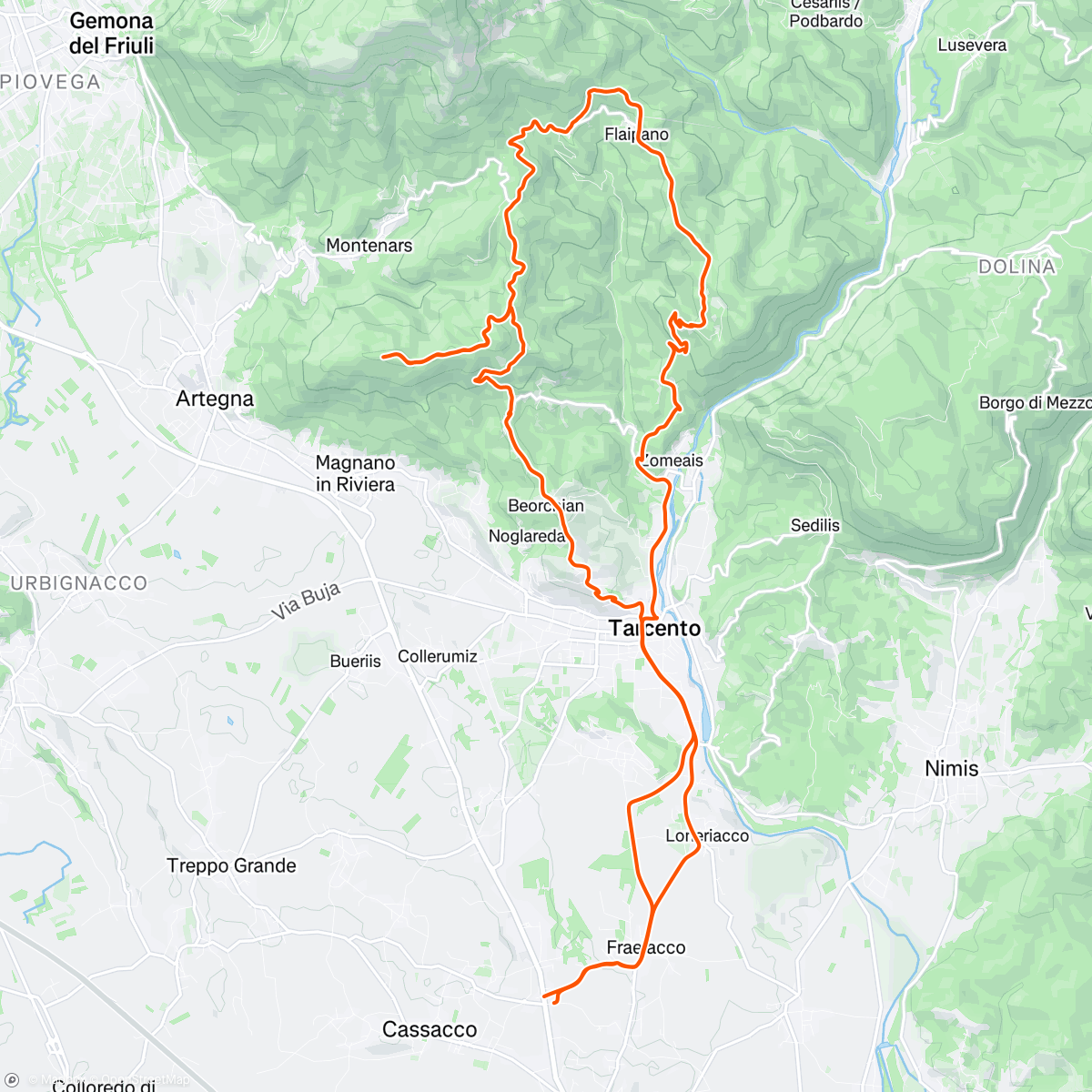 Map of the activity, Pedalata....cun Romy