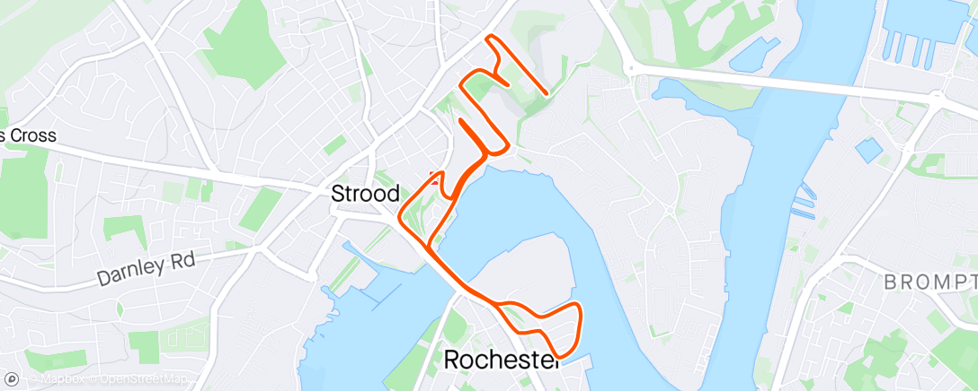Map of the activity, Afternoon Run - different route to riverside