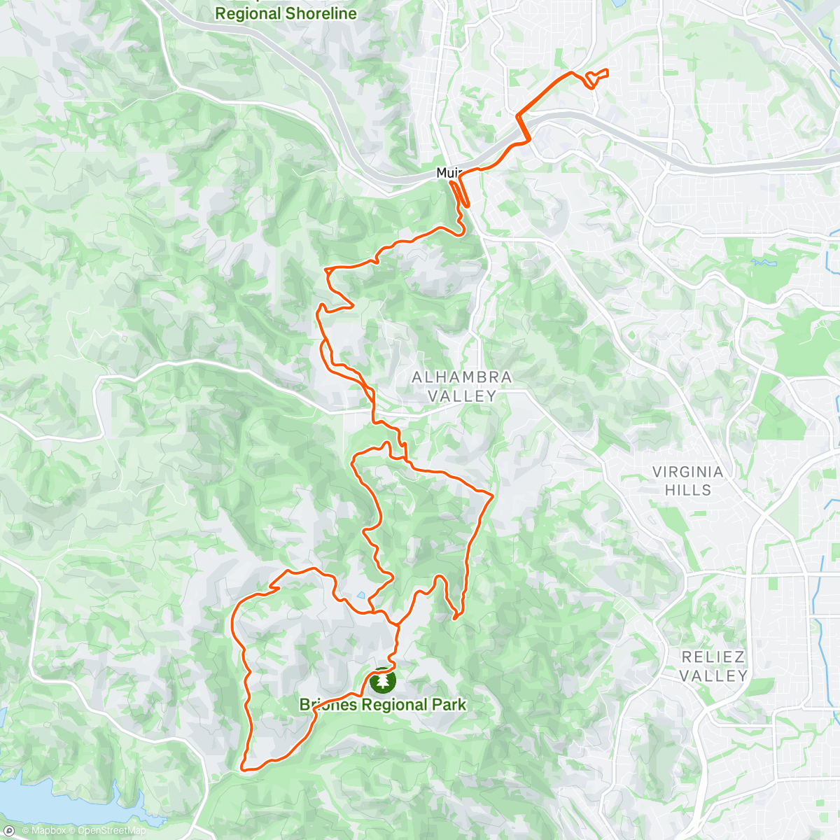 Map of the activity, Tour de East Bay Hills