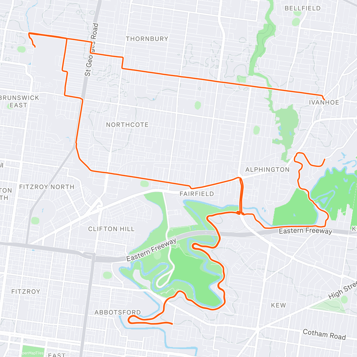 Map of the activity, Brunswick Cycling Club Friday Morning Social ride