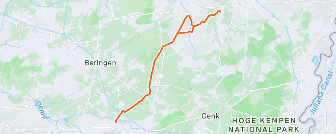 Map of the activity, Mtb werk heen & retour