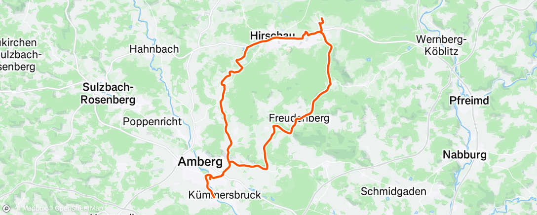Map of the activity, Abenfahrt zum Fußballspiel nach Schnaittenbach
