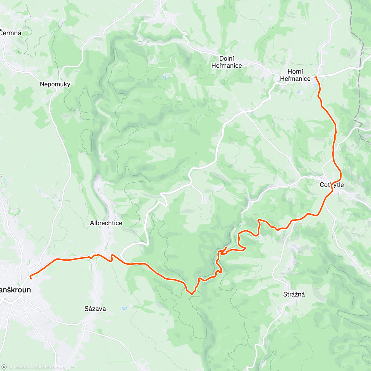 Map of the activity, Horní Heřmanice Trail Run