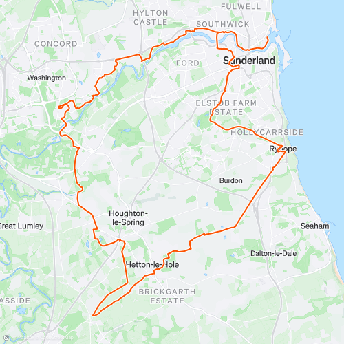 Active Sunderland Big Bike Ride 55.7 km MTB Cycling Route on Strava