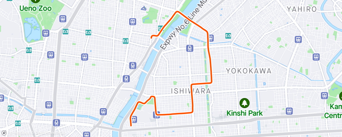 Mapa de la actividad (ROUVY - Tokyo Virtual Run in SUMIDA | Traditional and Innovative city | Japan)