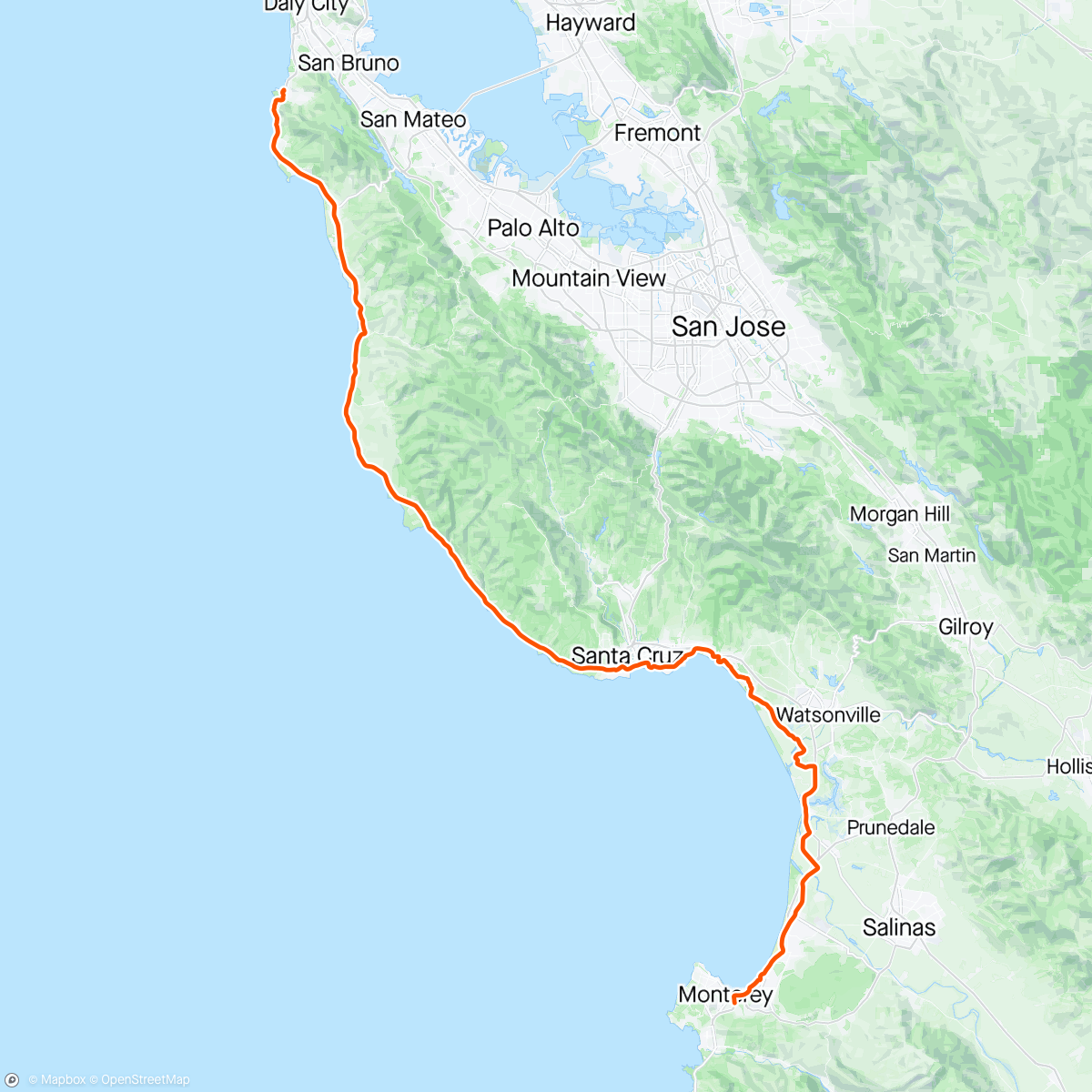 Mapa de la actividad, Coast Ride Day 1