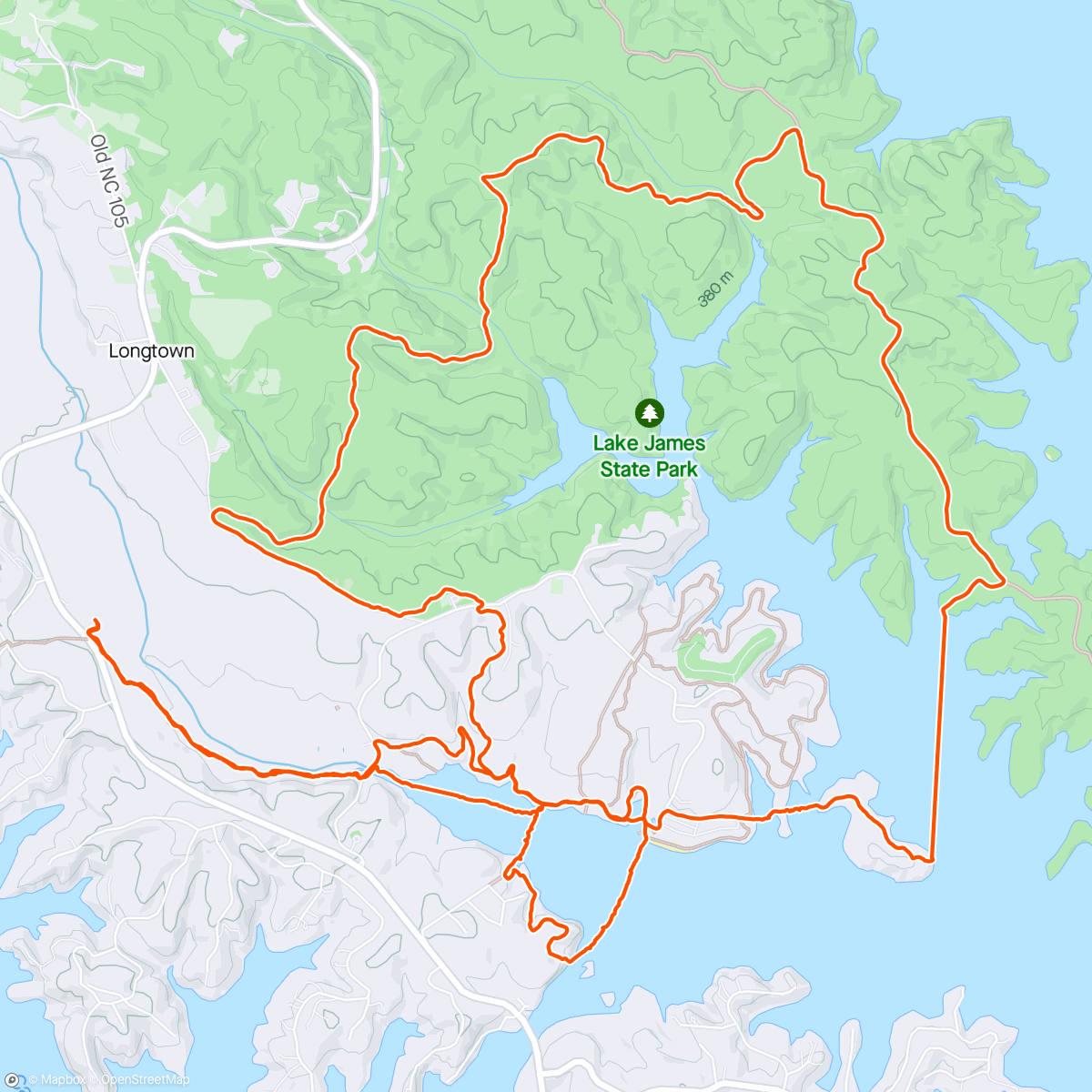 Map of the activity, SwimRun Lake James