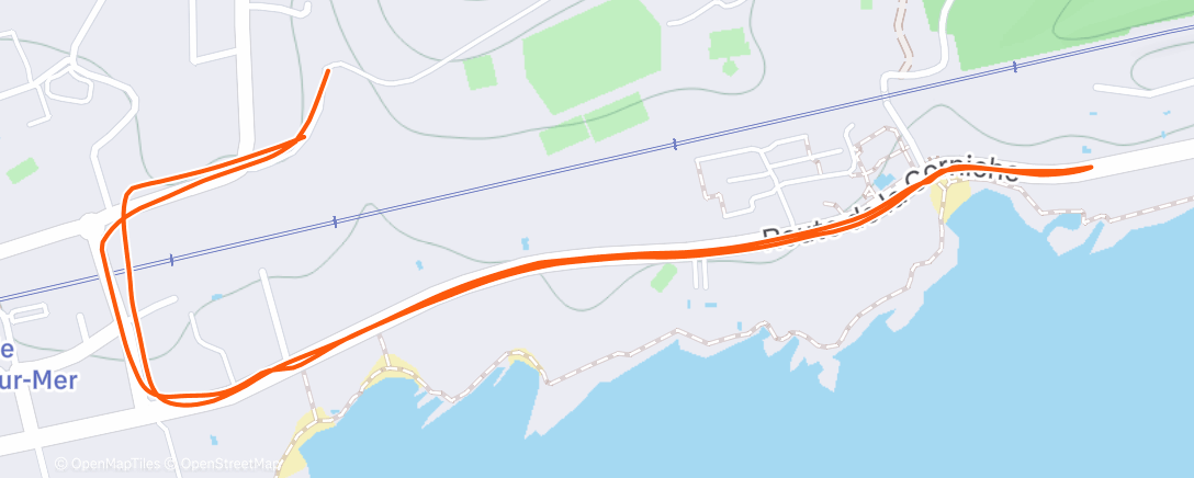Map of the activity, Course à pied en soirée