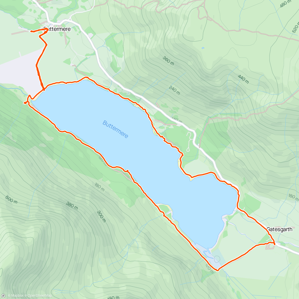 Map of the activity, Buttermere circuit