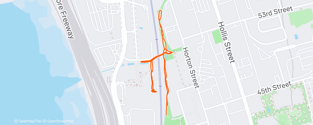 Map of the activity, Sunday night run around town