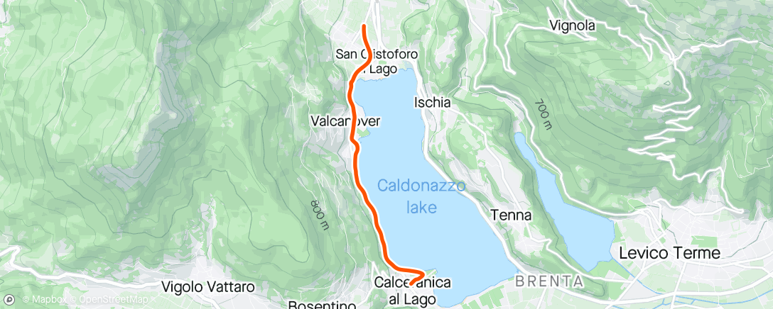 Map of the activity, Easy recovery ride:  ROUVY - Caldonazzo cycleway | Italy
