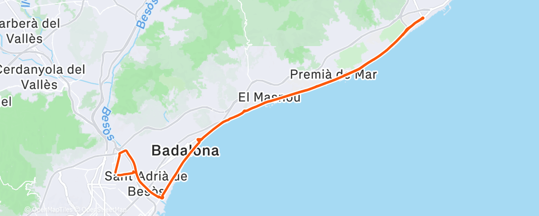 Map of the activity, "Easy" ride con el cadete