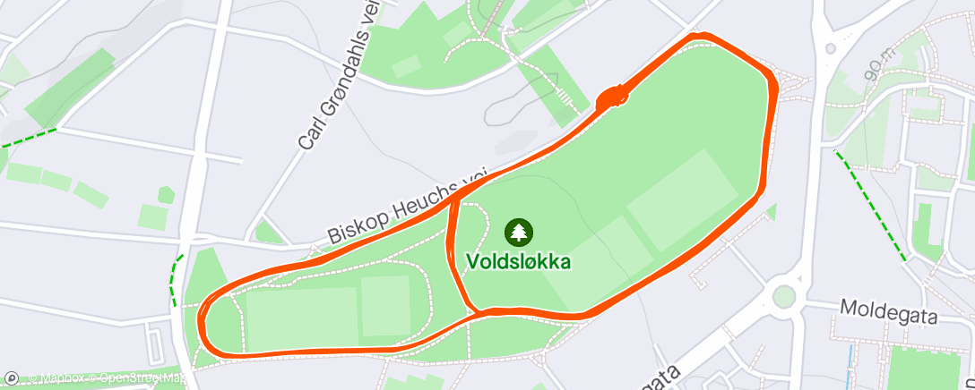 Map of the activity, Folksom tirsdag @Voldsløkka 🏃‍♀️🏃🏃‍♀️🏃🏃‍♀️🏃🏃🏃🏃‍♀️🏃‍♀️🏃‍♀️🏃🏃‍♀️🏃🏃‍♀️🏃🌞