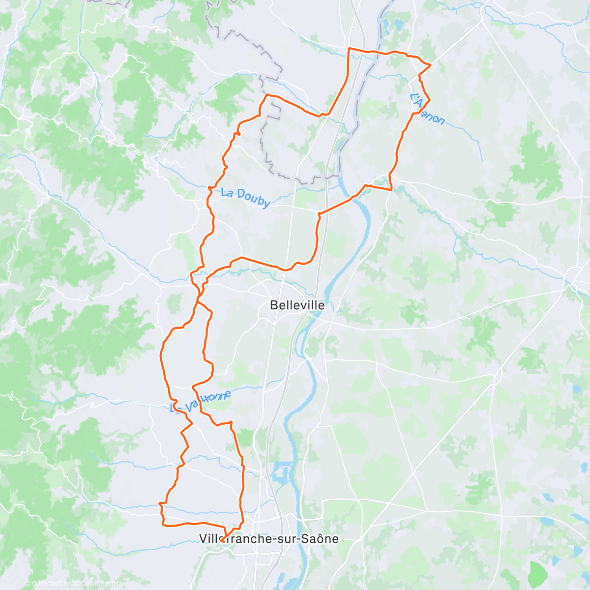 Map of the activity, Sortie vélo le matin